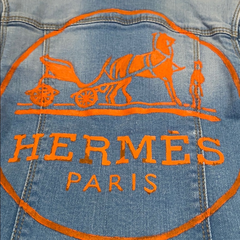 🎉HP🎉 Custom HERMÉS-themed denim jacket 2T - Picture 11 of 11